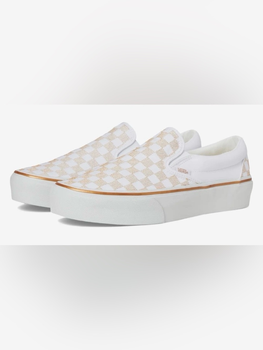 •VANS•NWT METALLIC GOLD & WHITE CHECKERED OLD SKOOL PLATFORM SNEAKER SIZE 8